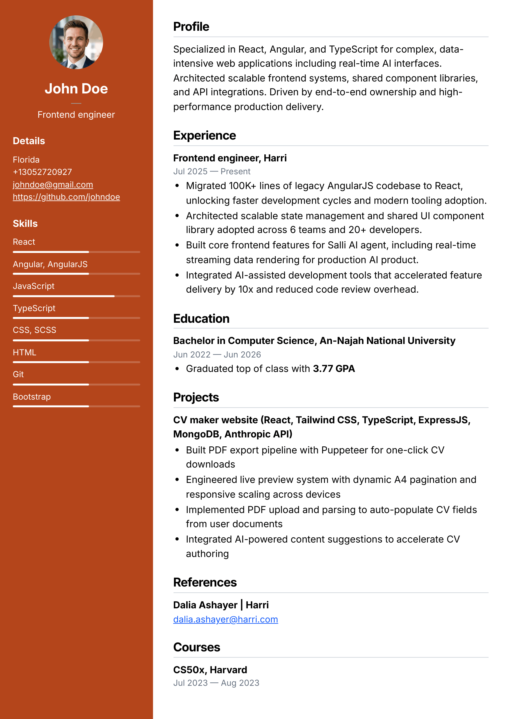 Professional CV template