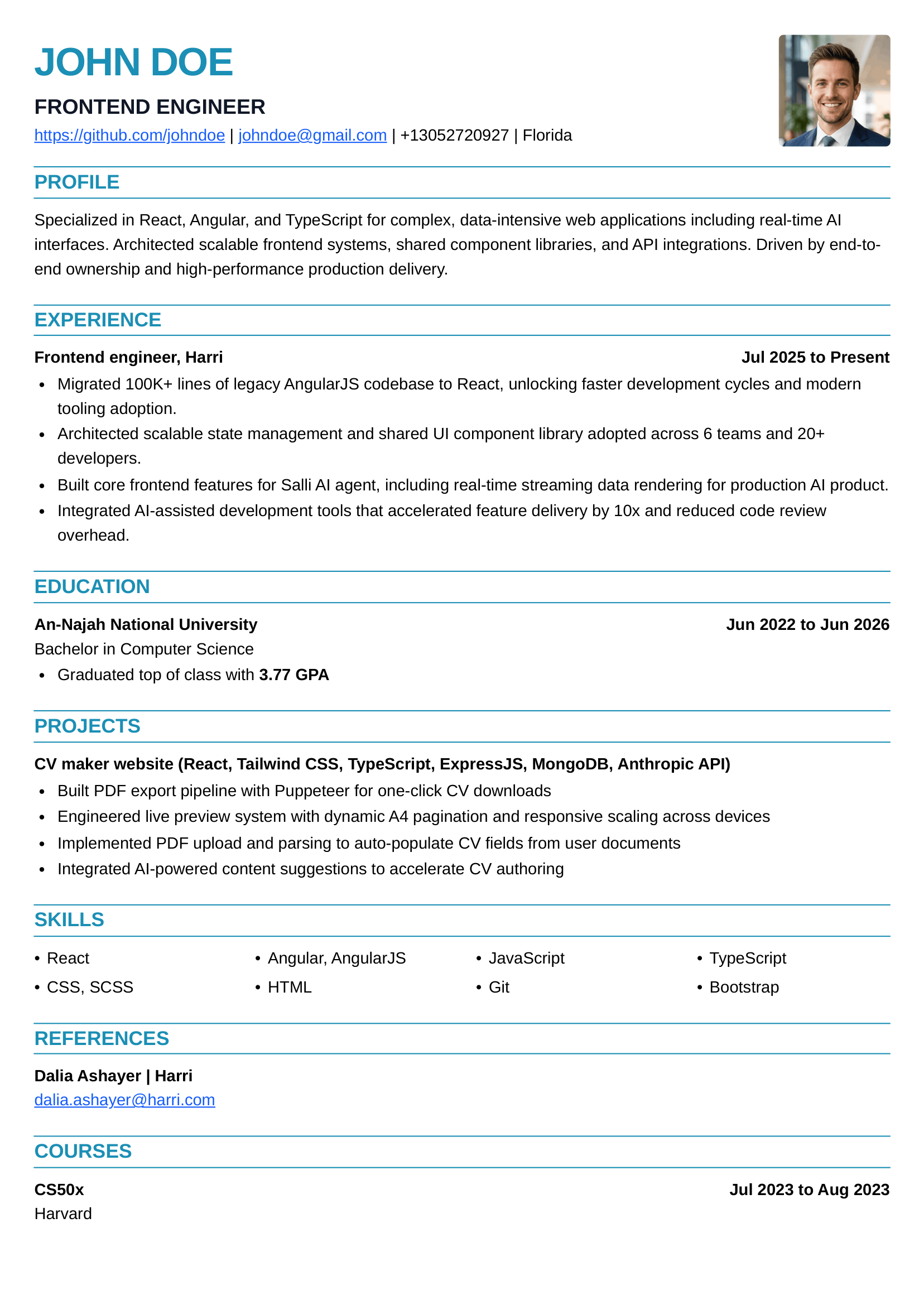Prime ATS CV template
