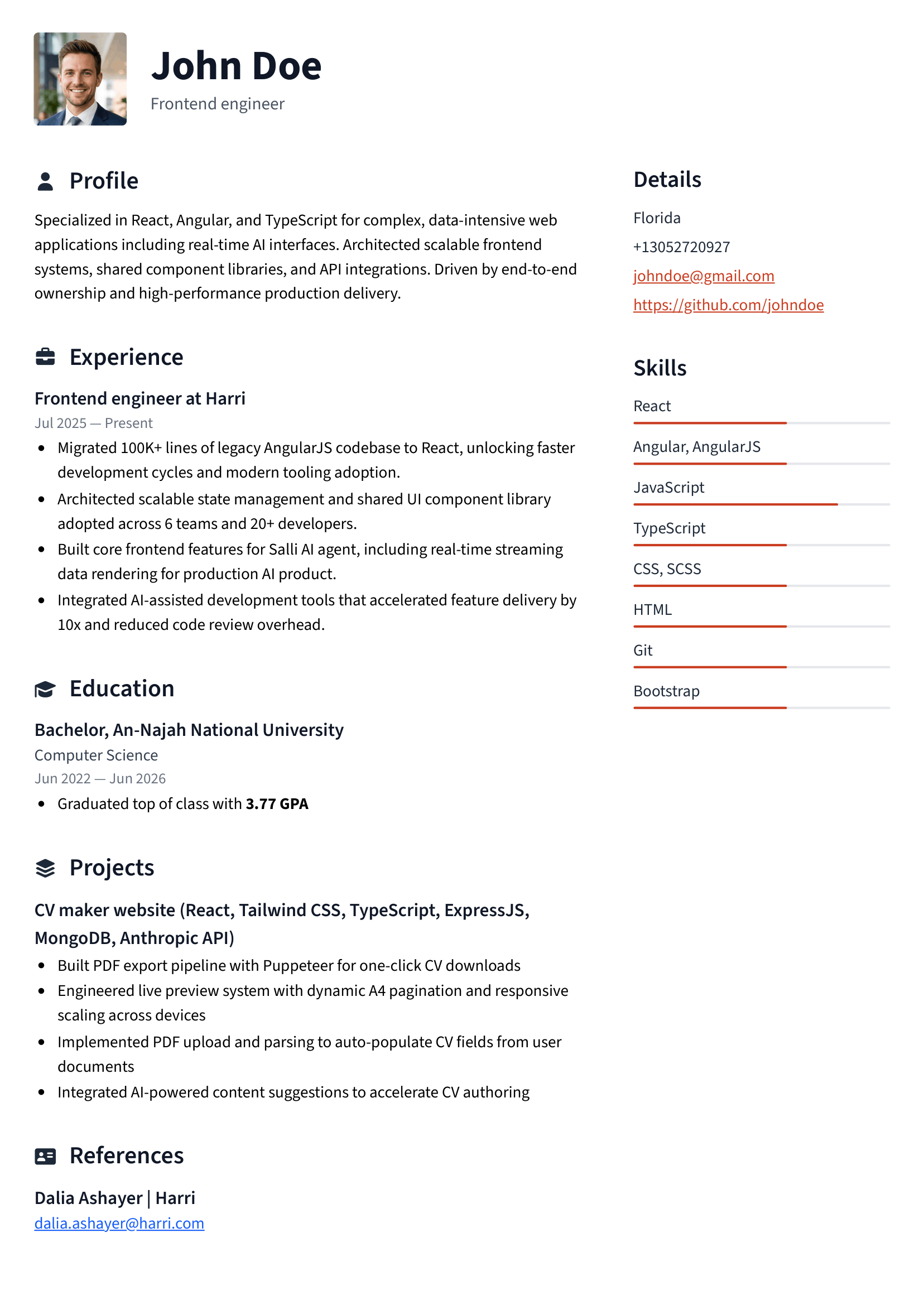 Essential CV template