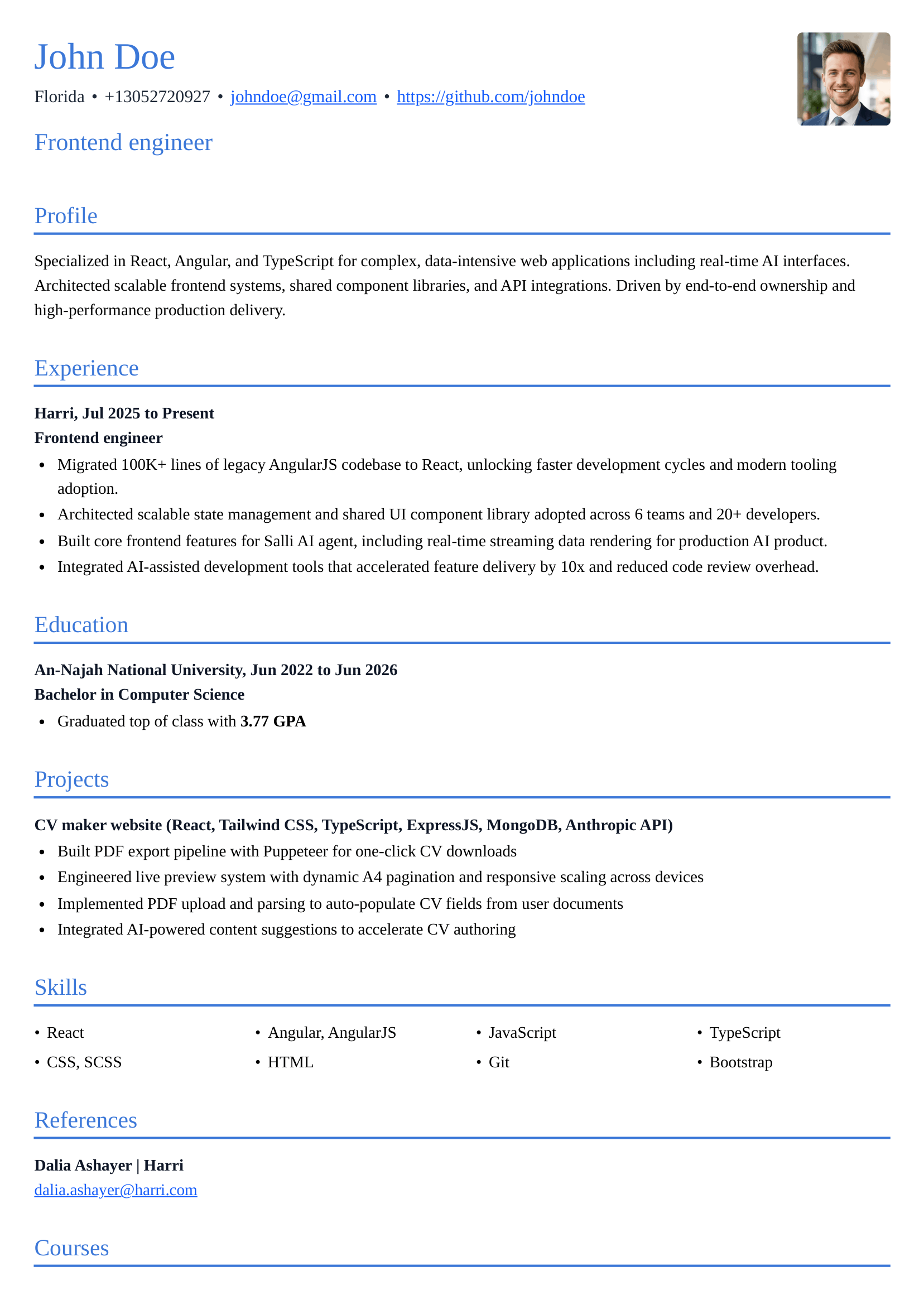 Specialist CV template